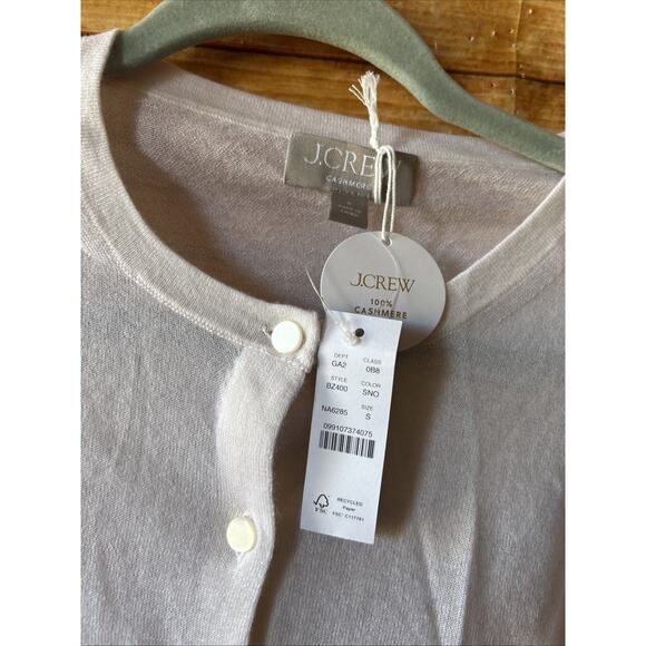 NWT J. Crew Small Featherweight Cashmere Cardigan Sweater White $148 BZ400 - Picture 4 of 7
